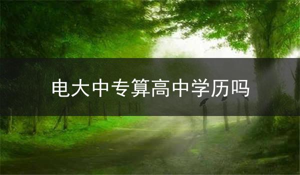 电大中专算高中学历吗